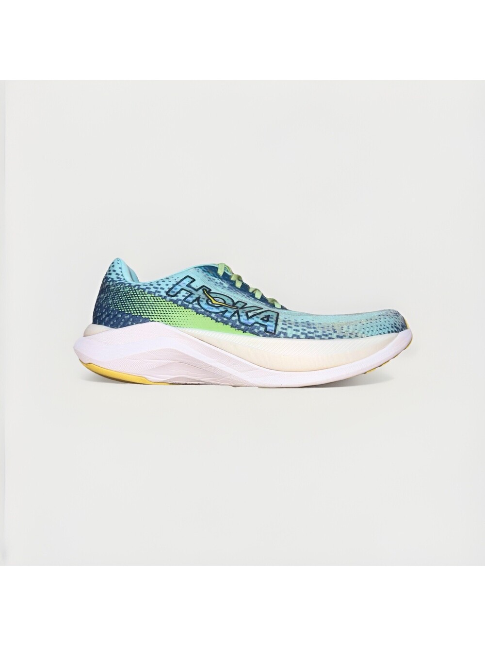 Hoka Mach X Running Shoes Men’s 11D Blue Green Yellow Road Sneakers